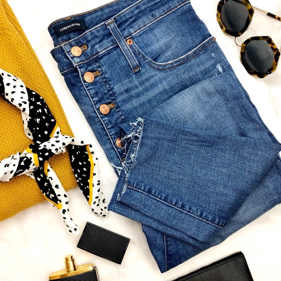 J. Crew Denim - J. Crew Medium Wash Button Fly Distressed Skinnies